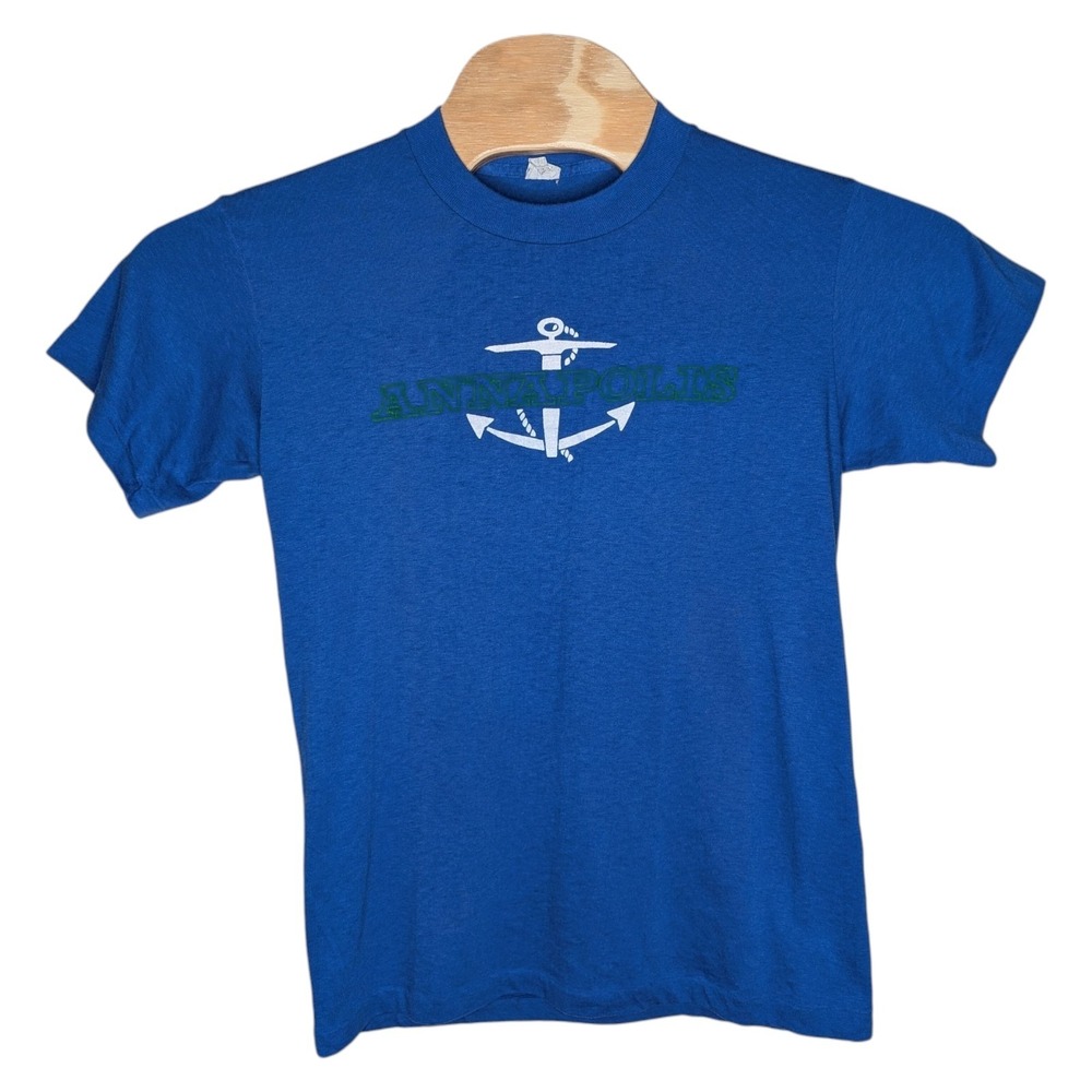 Vintage Annapolis Maryland MD Anchor T Shirt Large Metro Blue Single Stitch‎ USA